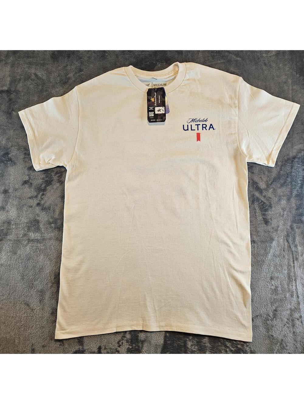 Michelob Ultra Superior Light Beer Mens M Golf Tshirt Beige Read Description